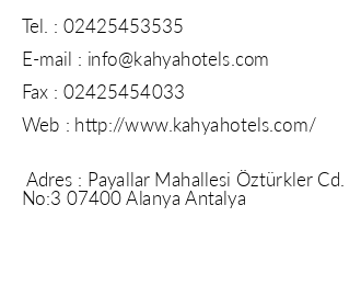 Kahya Resort Aqua & Spa iletiim bilgileri